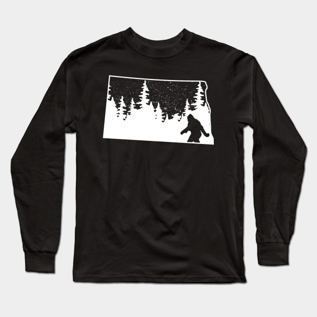 North Dakota Bigfoot Gift Long Sleeve T-Shirt by Tesszero